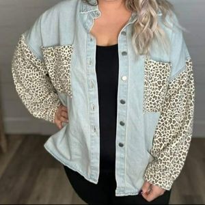 POL Medium Denim/Leopard Jacket